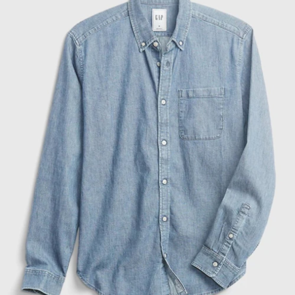 GAP Men's Denim Pocket Shirt Size 3XL Light Blue Indigo